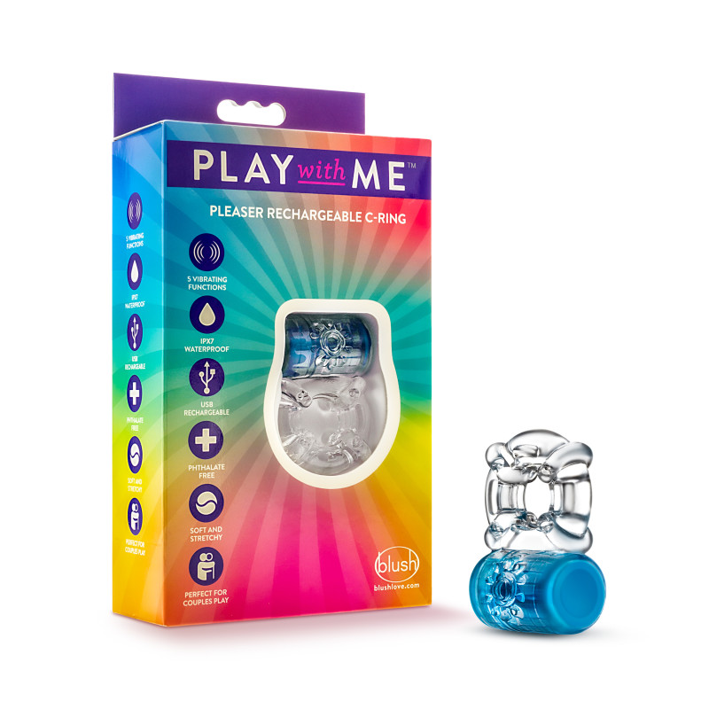 Play With Me Pleaser Rechargeable C-Ring - Blue